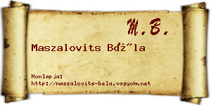 Maszalovits Béla névjegykártya